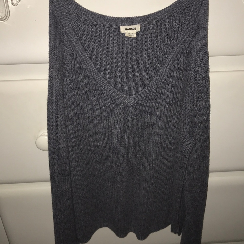 Grey Cold Shoulder Sweater